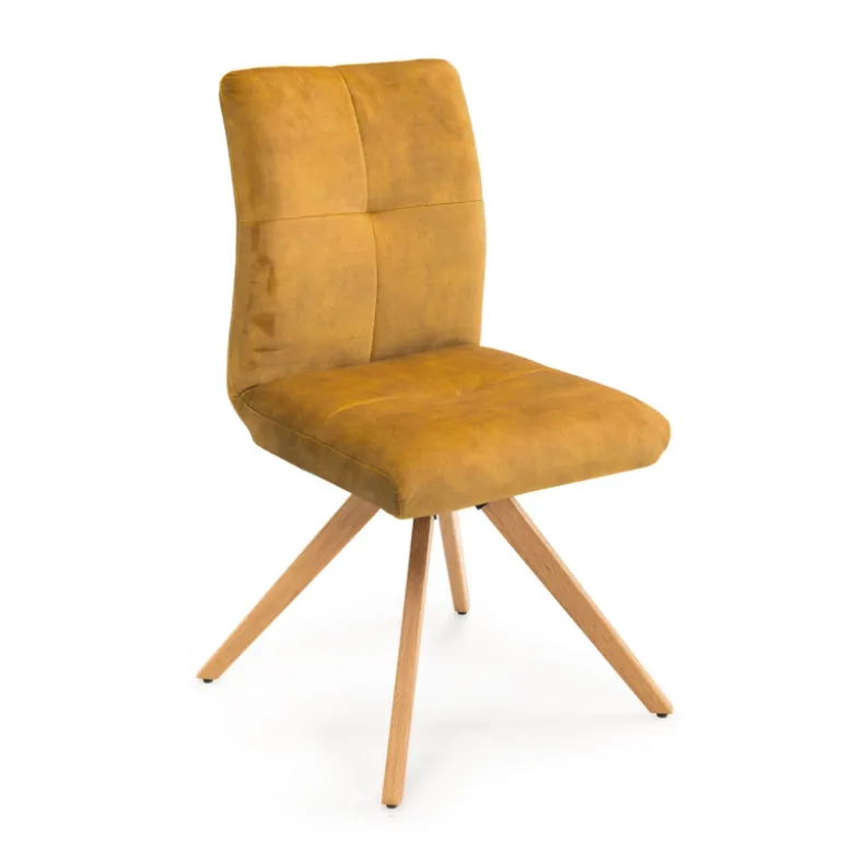 Adèle Chaise en tissu pivotante confortable avec pieds bois