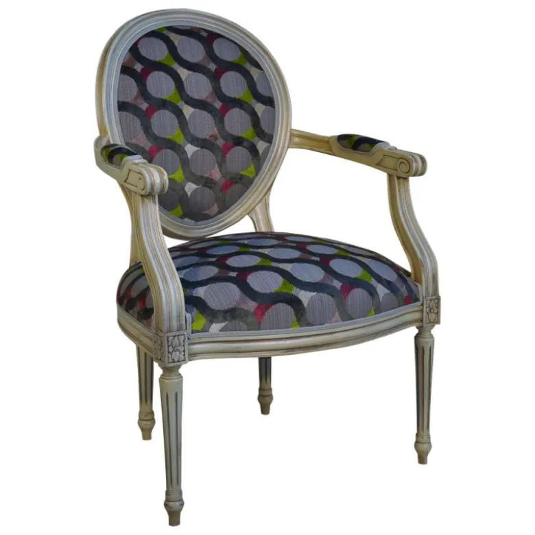 Adrien Fauteuil Louis XVI médaillon revisité fabrication française
