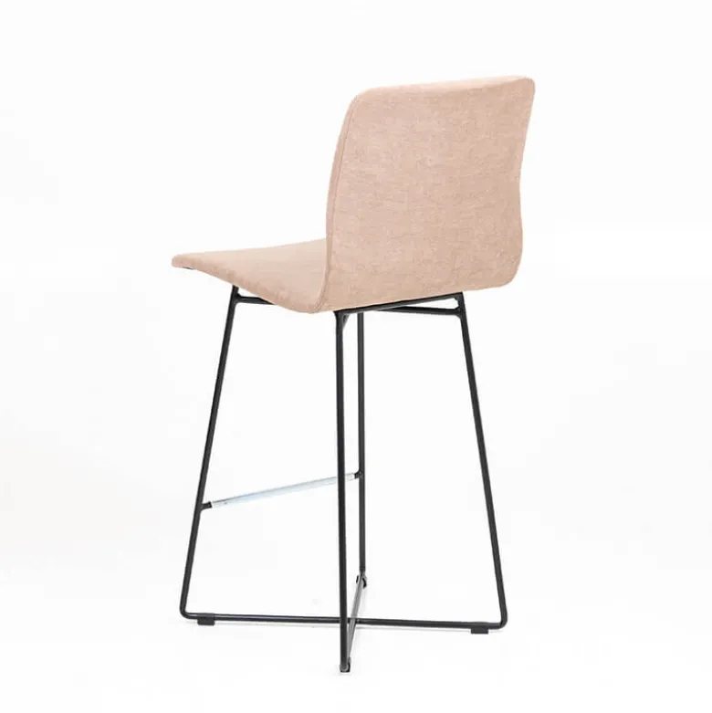 Amelie Tabouret snack en tissu et pieds métal croisé