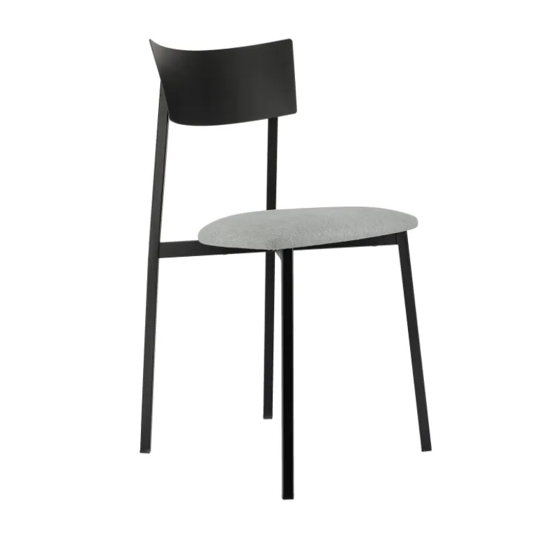 Anémone Carrier® Chaise française avec assise en tissu rembourrée et dossier métal