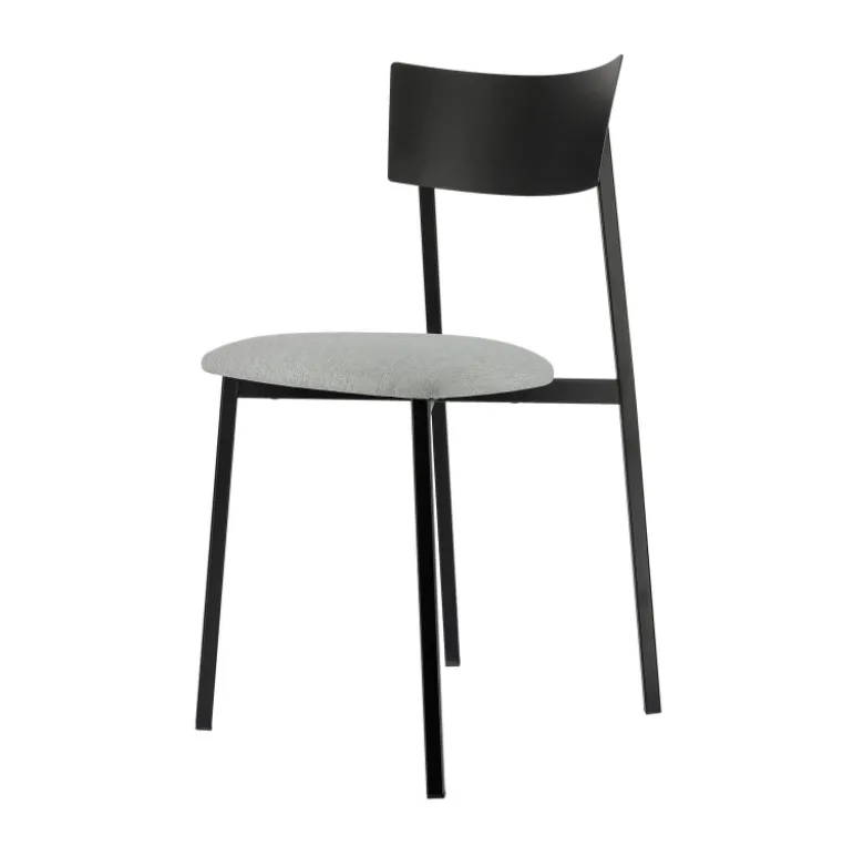 Anémone Carrier® Chaise française avec assise en tissu rembourrée et dossier métal