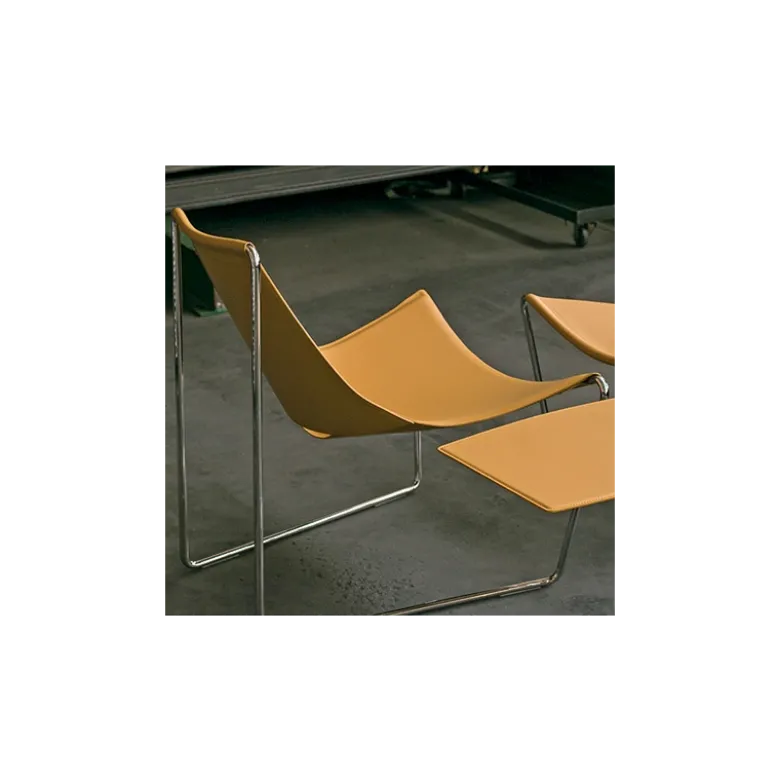 Apelle Midj® Chaise transat design en croûte de cuir et métal