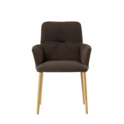 Aura Mobitec® Chaise avec accoudoirs style cocooning en tissu et pieds bois