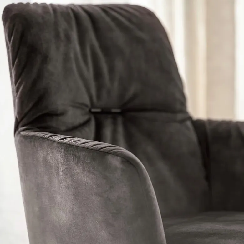 Aura Mobitec® Chaise avec accoudoirs moderne tissu et pieds en métal