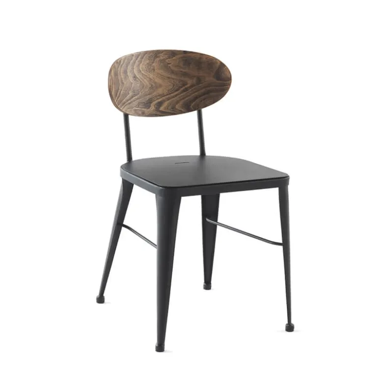 Austin Chaise en métal industriel dossier bois
