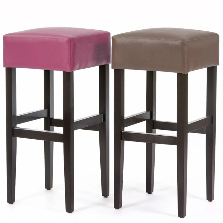 BarMax Tabouret de bar sans dossier en synthétique et bois
