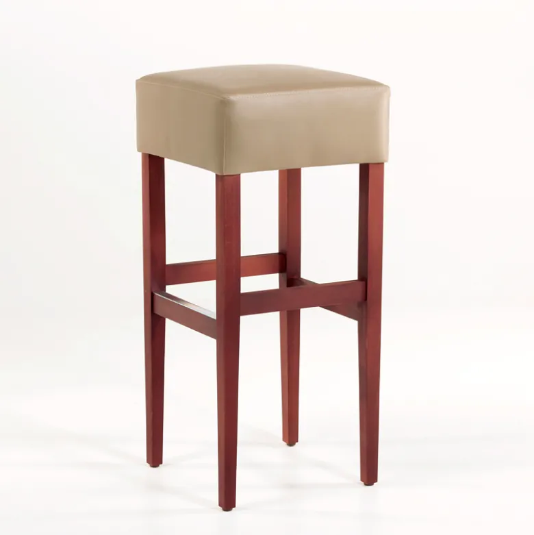 BarMax Tabouret de bar sans dossier en synthétique et bois