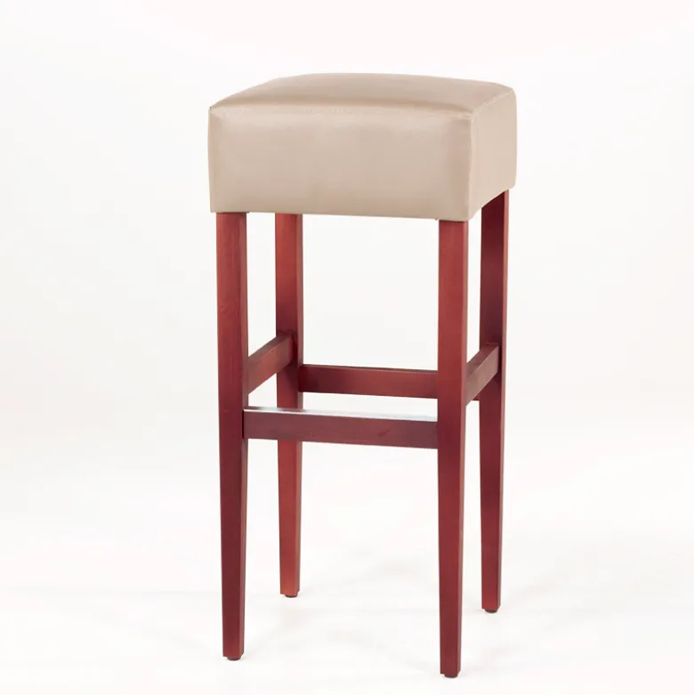 BarMax Tabouret de bar sans dossier en synthétique et bois