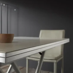 Bessy Table basse relevable avec plateau pliant en céramique et pieds métal