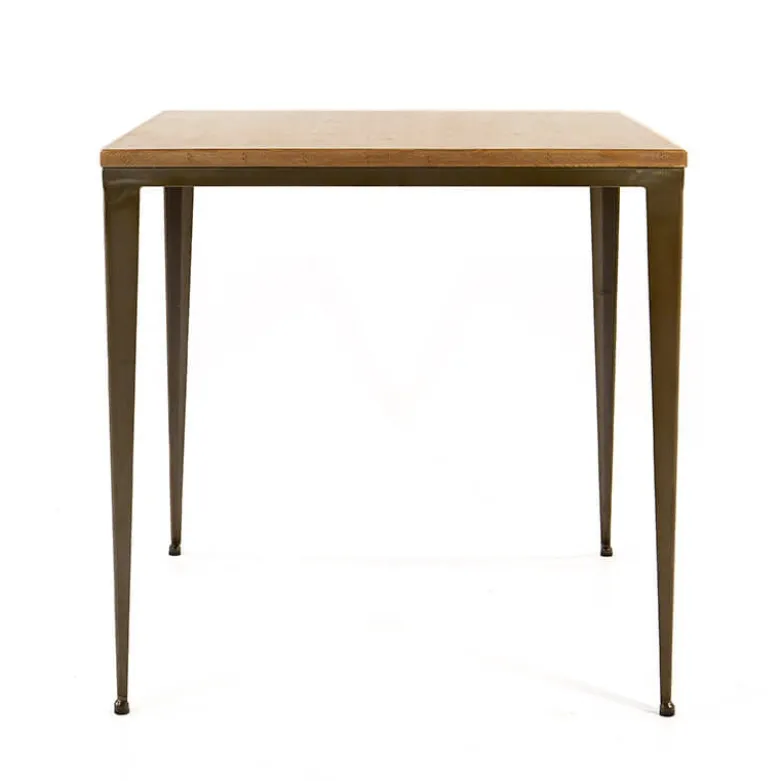 Bolonia AM412 Table industrielle carrée en métal et bois