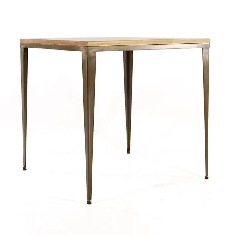 Bolonia AM412 Table industrielle carrée en métal et bois