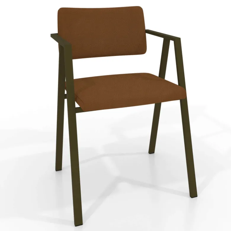 Bormio Chaise design en simili avec accoudoirs et pieds en métal