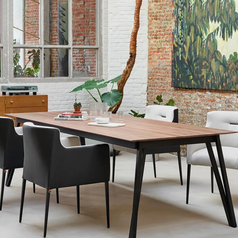 Brest Mobitec® Table en bois massif avec pieds en métal forme épingle