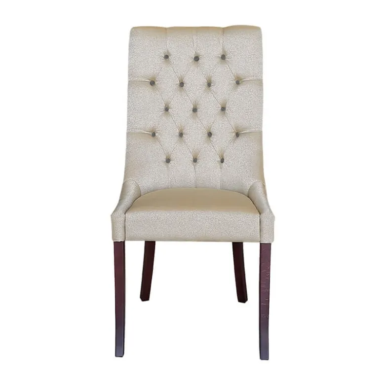 Carol Chaise matelassée en tissu pieds bois