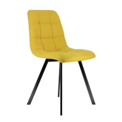 CarviChaise moderne matelassée en tissu avec pied en métal