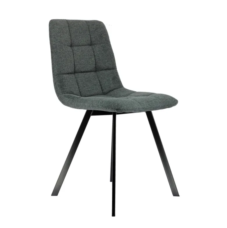 CarviChaise moderne matelassée en tissu avec pied en métal