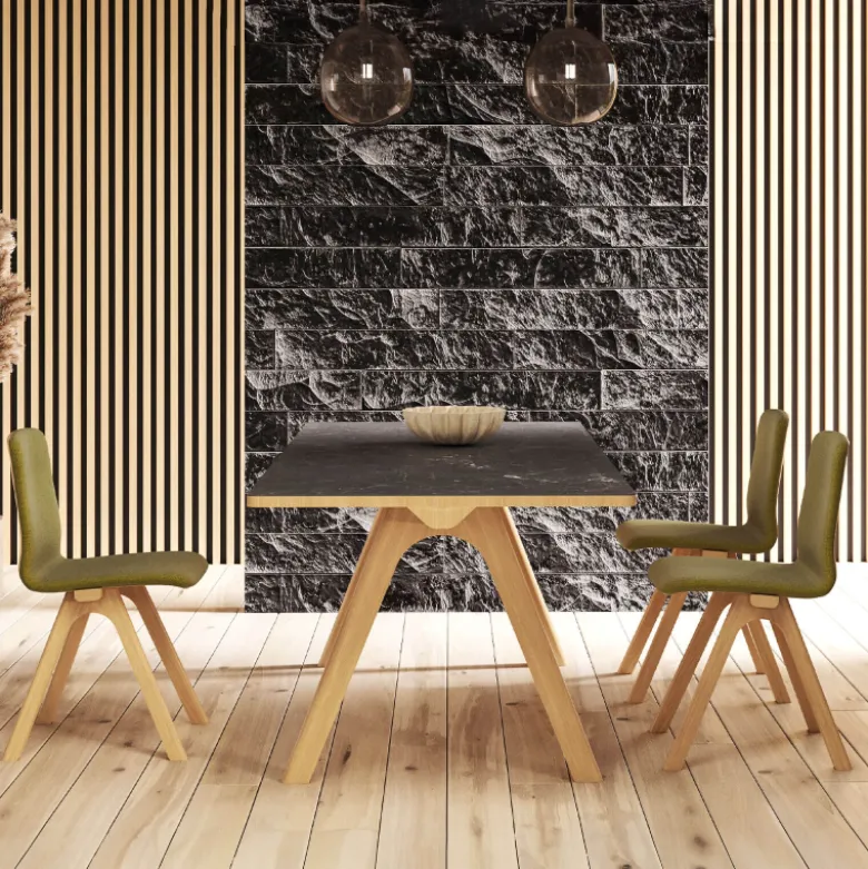 Chevron Table de designer en céramique et bois