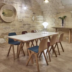 Chevron Table de designer en céramique et bois