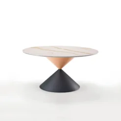 Clessidra Midj® Table ronde design plateau céramique pied central sablier