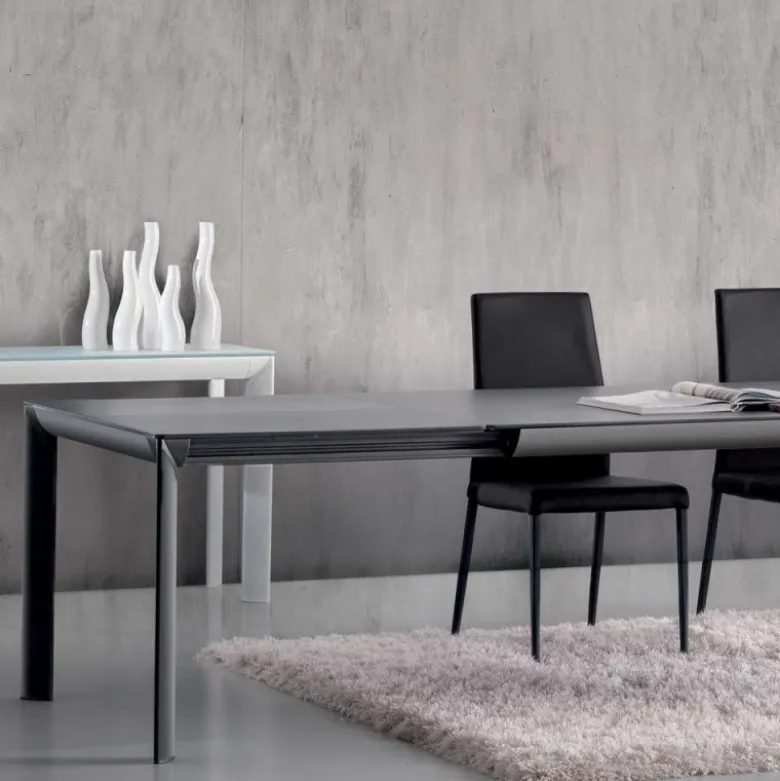 Cocoon Table italienne rectangulaire extensible en céramique contemporaine