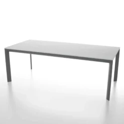 Cocoon Table rectangulaire plateau en verre trempé et pieds en métal fabriquée en Italie