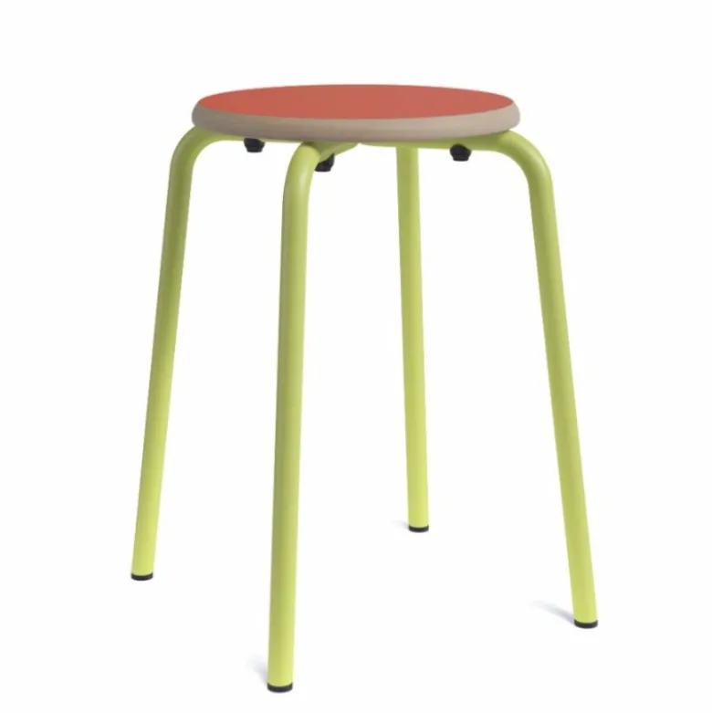 Collège Tabouret bas vintage en métal et bois