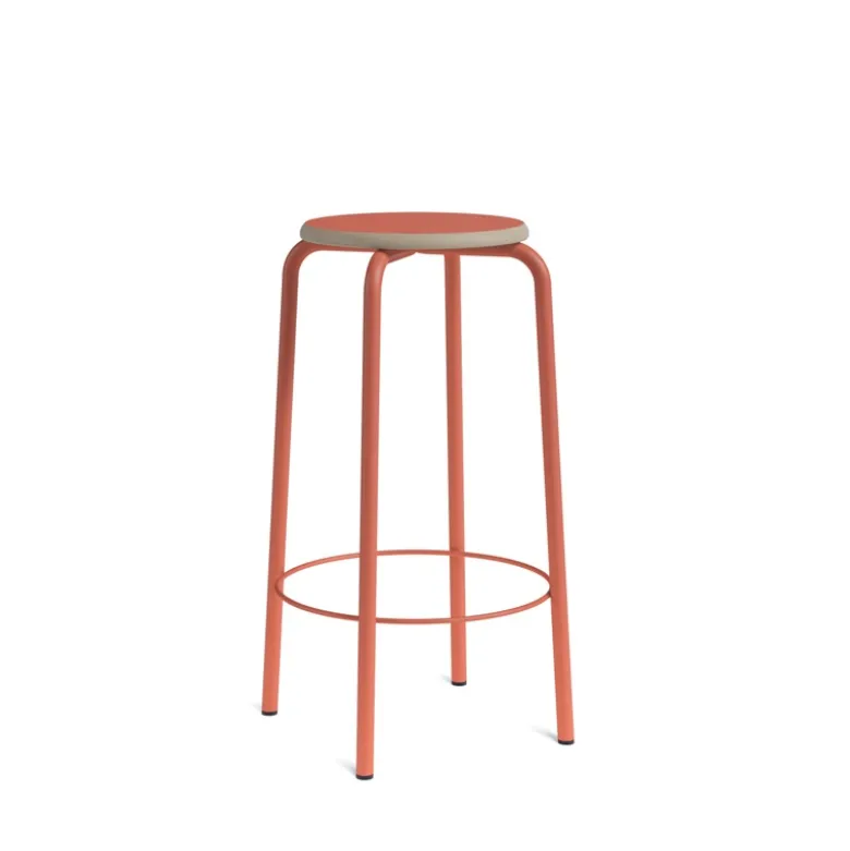 Collège Tabouret snack vintage sans dossier bois et métal