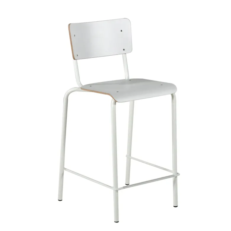 Collège Tabouret snack vintage avec dossier en bois et métal