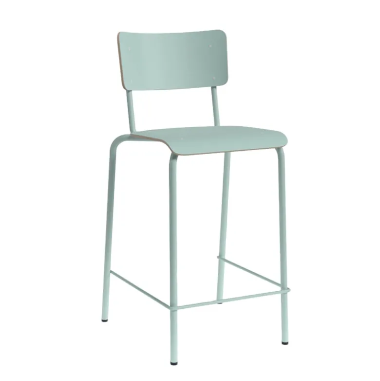 Collège Tabouret snack vintage avec dossier en bois et métal