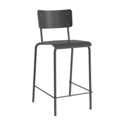 Collège Tabouret snack vintage avec dossier en bois et métal