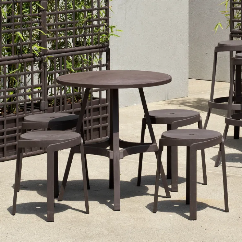Combo Table de jardin ronde recyclée