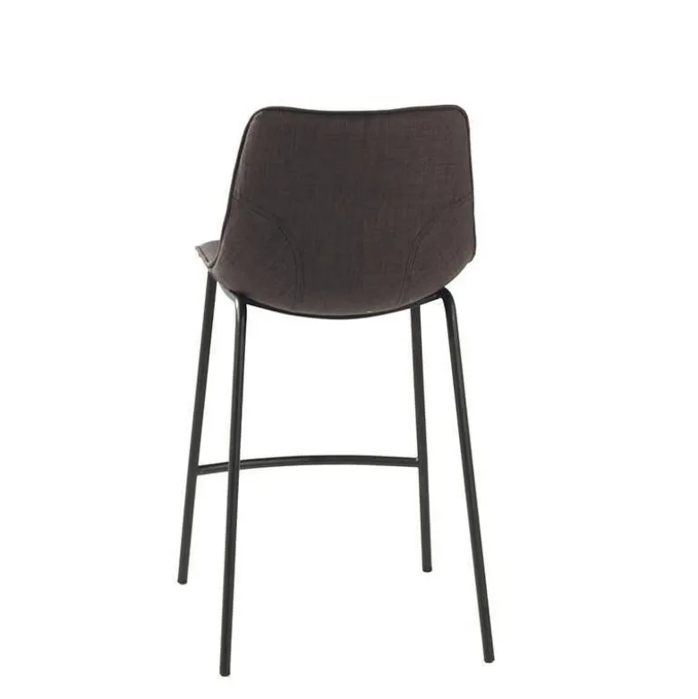 CoqueTabouret snack coque en tissu gris et pieds en métal noir