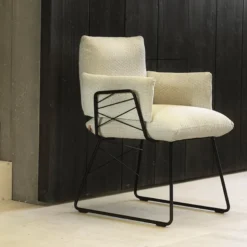 Cosy Mobitec® Fauteuil design confortable assise en tissu et pieds en métal