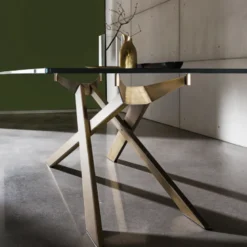Cross Sovet® Table de salle à manger design en verre et métal