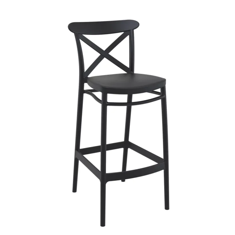 Cross Tabouret de bar moderne avec dossier en polypropylène