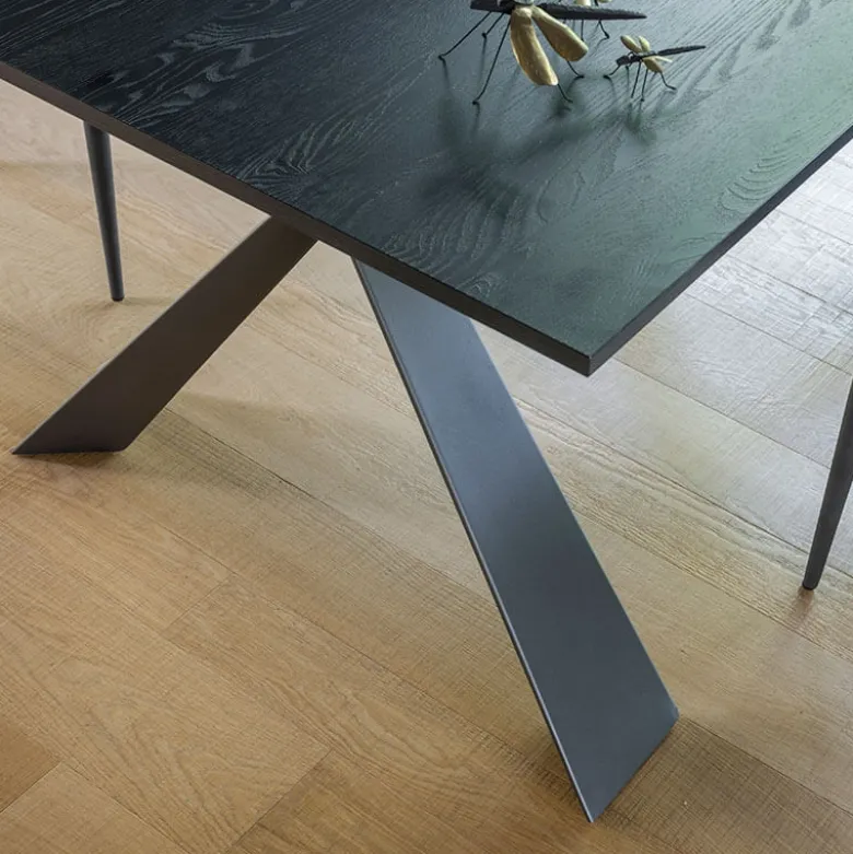 Delta Table design italienne extensible en mélaminé et pieds en X
