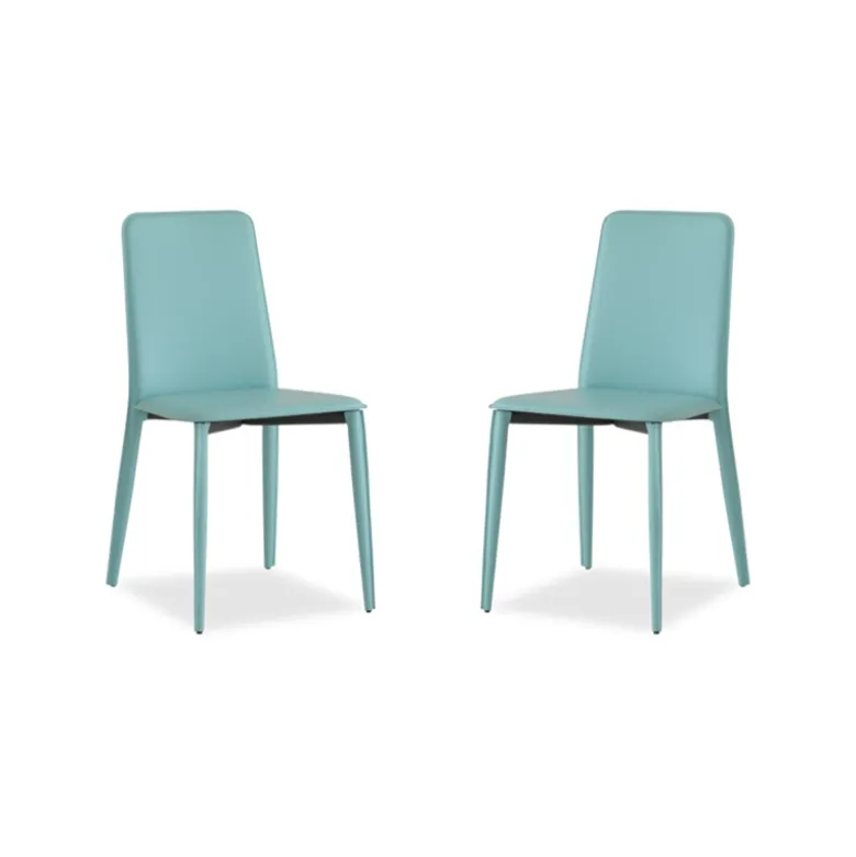 Ely 2 Chaise de salle à manger en croûte de cuir avec pieds gainés