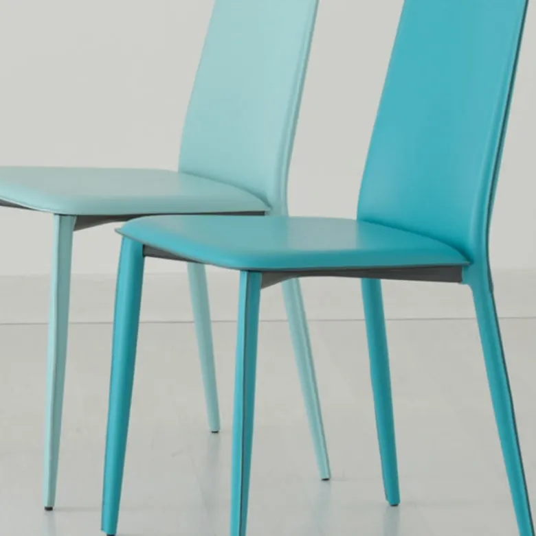 Ely 2 Chaise de salle à manger en croûte de cuir avec pieds gainés