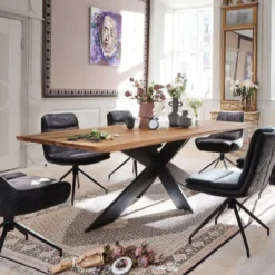 ExtrêmeTable design plateau bois massif avec pieds en métal