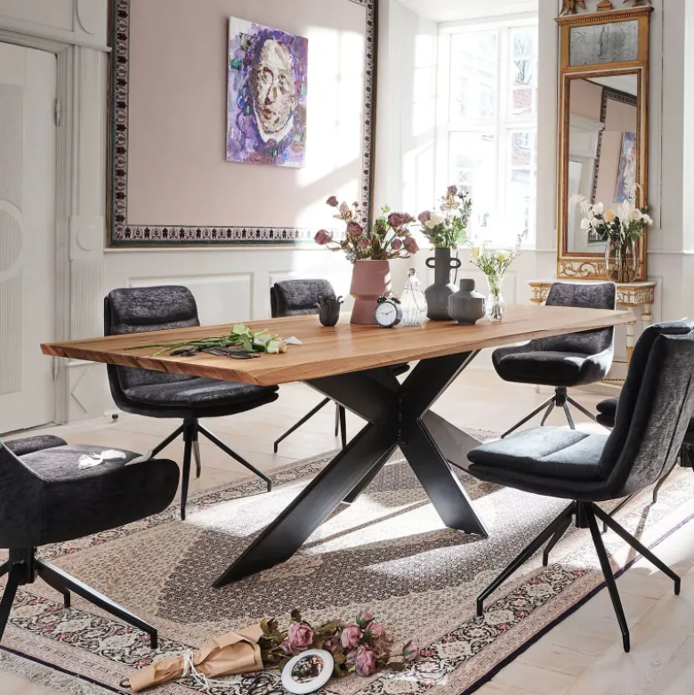 ExtrêmeTable design plateau bois massif avec pieds en métal