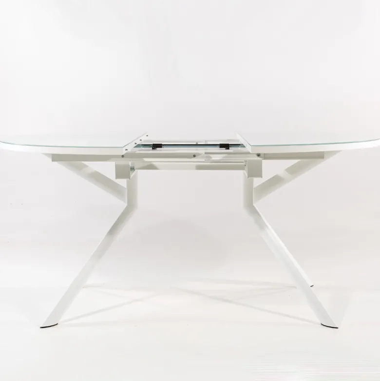 Giove Table ronde extensible en verre blanc