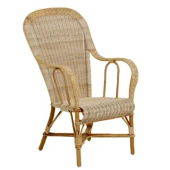 Grand père MarcelFauteuil dossier haut en rotin vintage