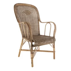 Grand père MarcelFauteuil dossier haut en rotin vintage