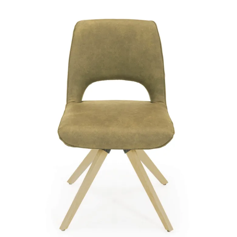 Hortense Chaise cocooning en tissu avec pieds en bois massif