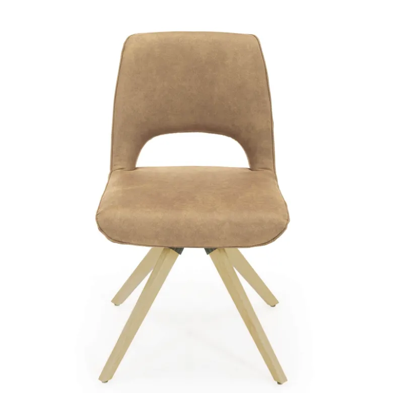 Hortense Chaise pivotante en tissu avec pieds en bois