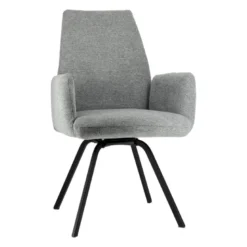 Jules Fauteuilconfortable en tissu avec dossier inclinable et pieds en métal