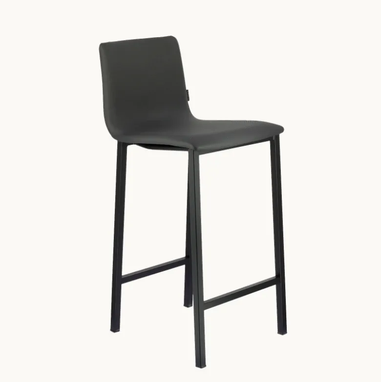 Koko Mobliberica® Tabouret snack en simili dossier bas avec pieds en métal