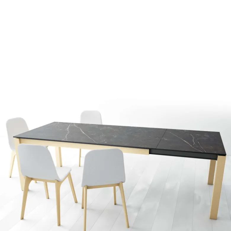 Lakera Table en Dekton extensible avec pieds en bois massif