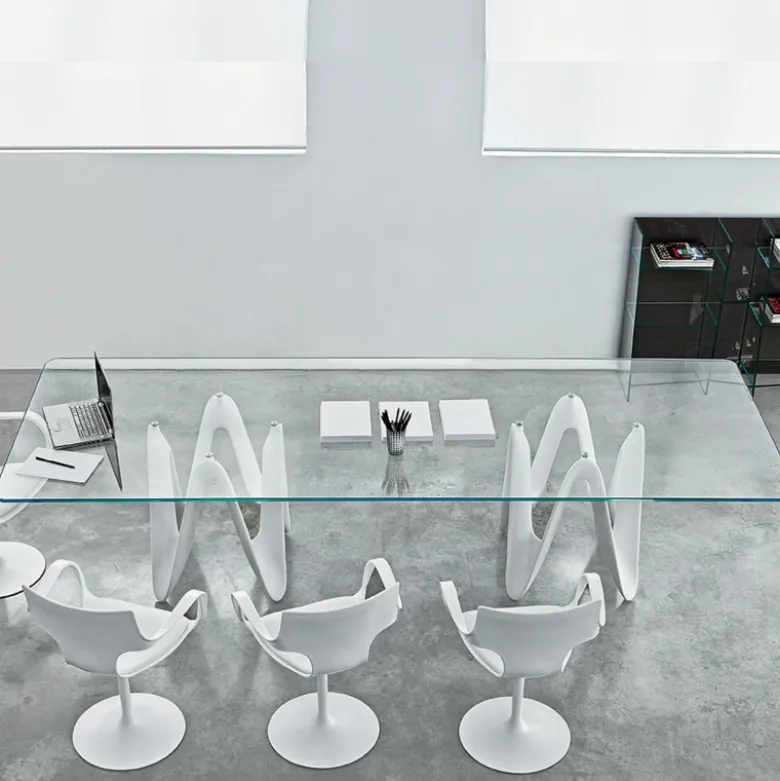 Lambda Sovet® Table de salle à manger design en verre 320 x 120 cm