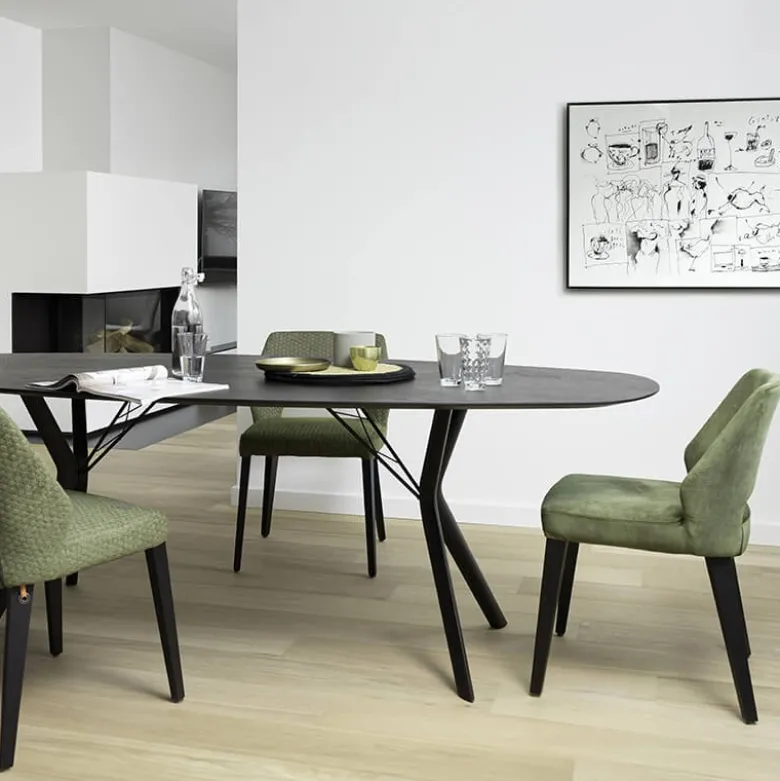 Lena Mobitec® Chaise ajourée en tissu et pieds bois style moderne